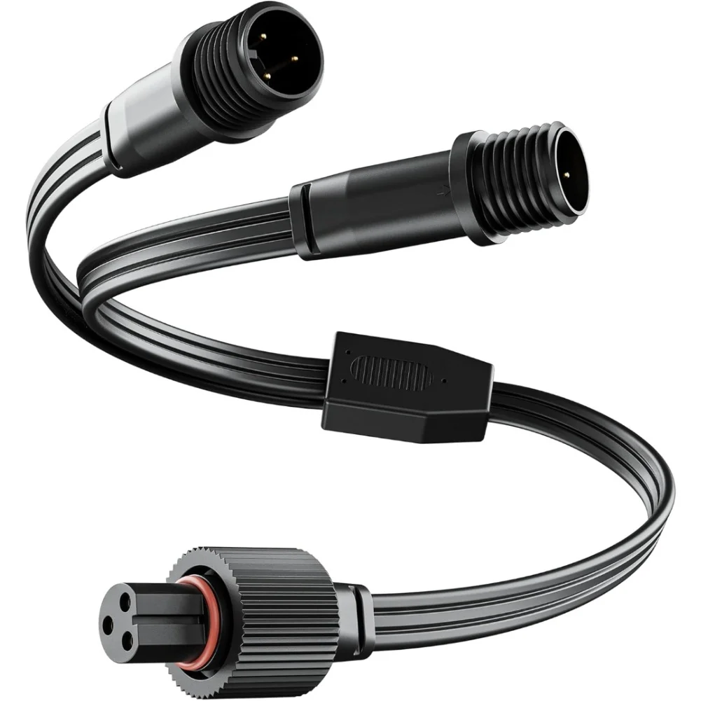 Black Y Shape Power Extension Cord For H705A H705B H705C Permanent Outdoor Roof Lights IP68 Waterproof Splitter Cable