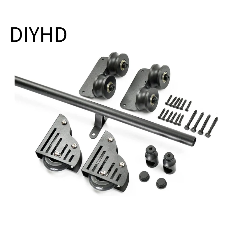 Imagem -02 - Deslizante Biblioteca Hardware Kit sem Escada Preto Rústico Rodada Tubo Rolling Ladder Track Rolo de Piso com Freio 3.3ft100cm