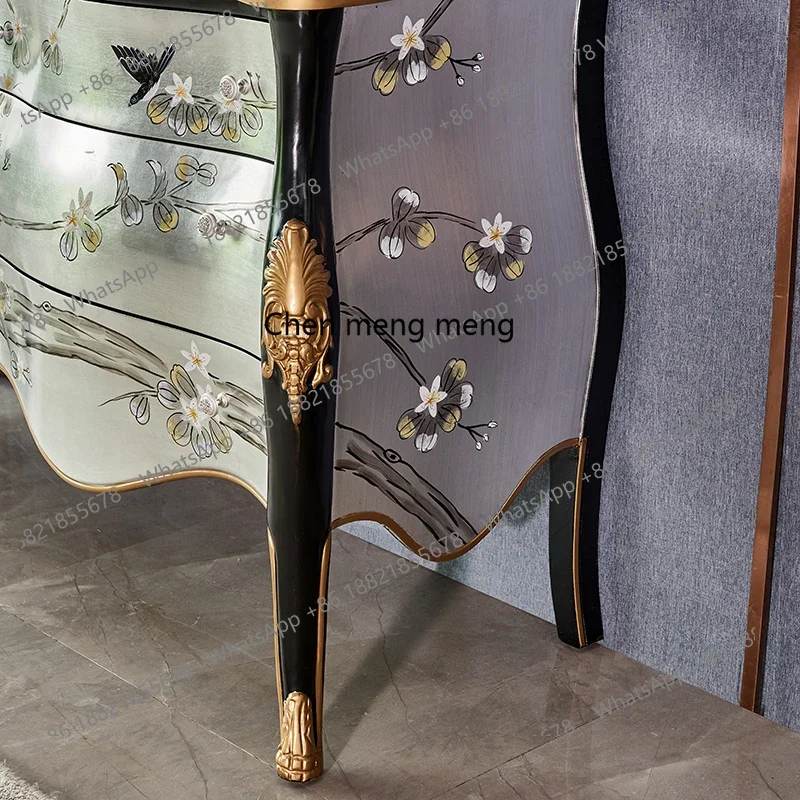 

A139 Modern new Chinese lobby villa high-end entry solid wood painted European entrance table decorative cabinet