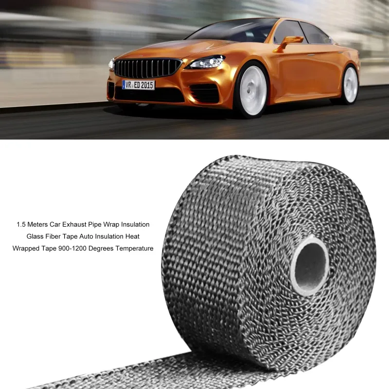 

1.5 Meters Car Exhaust Pipe Wrap Insulation Glass Fiber Tape Auto Insulation Heat Wrapped Tape 900-1200 Degrees Temperature