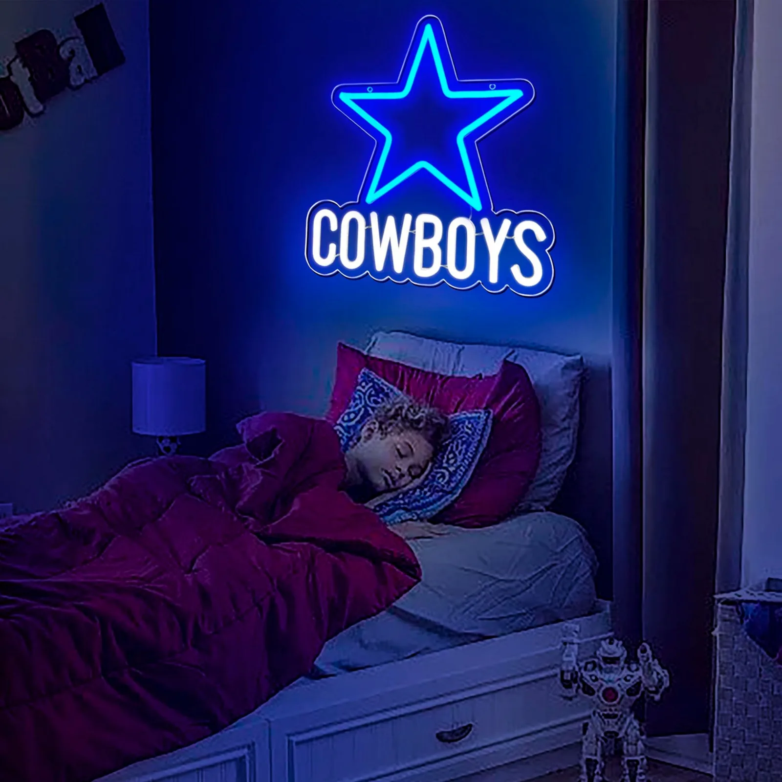 Men's Cave or Garage Decoration Neon Sign Suitable for Bar, Dormitory, Party Decoration, Game Room Blue and White Neon Sign