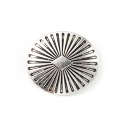 DoreenBeads Zinc Based Alloy Metal Sewing Shank Buttons Oval Antique Silver Color Carved Pattern Carved 25mm x 22mm, 30 PCs