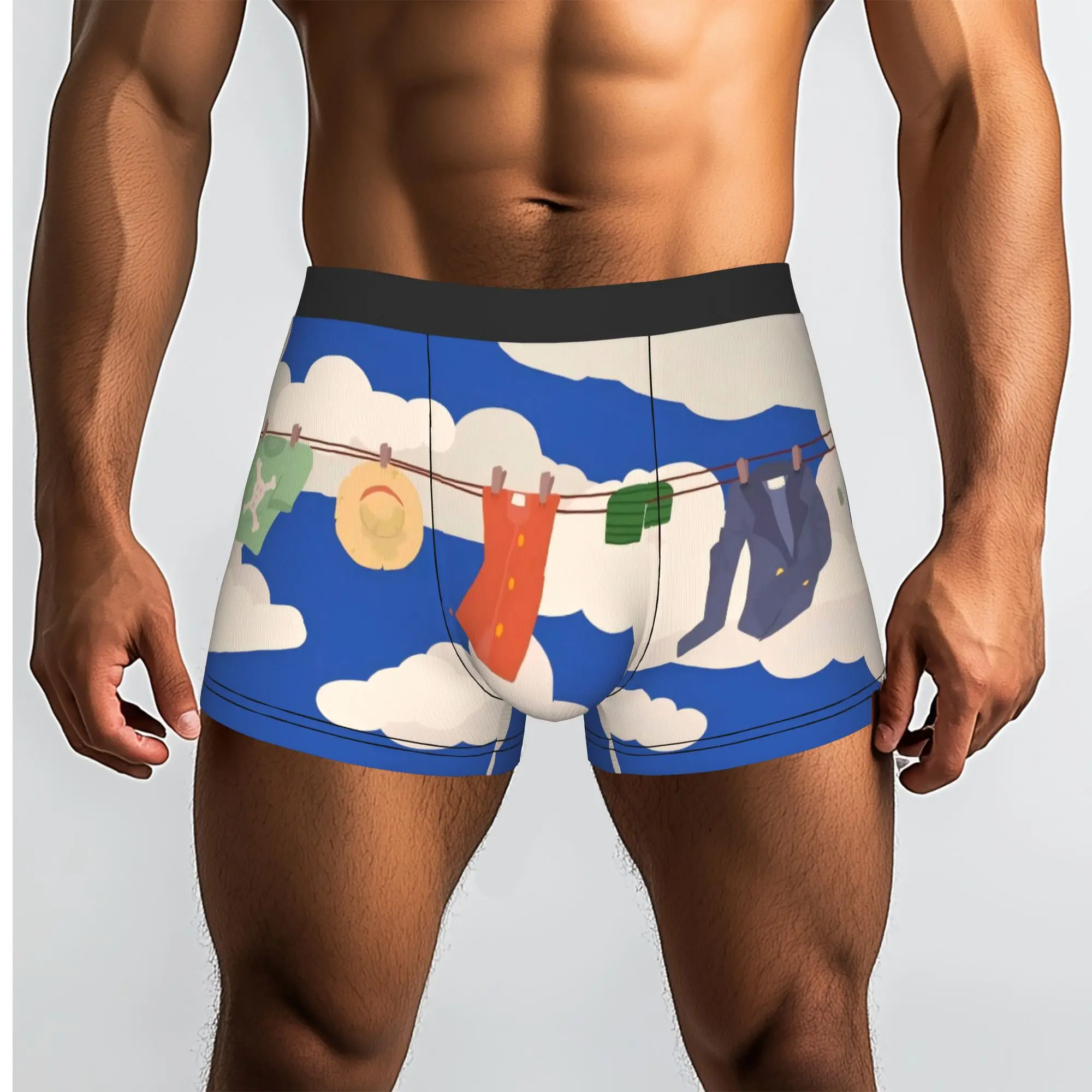 One Piece Elements Clothes on the Line One Piece Underpants Homme Panties Male Underwear Ventilate Shorts Boxer Briefs