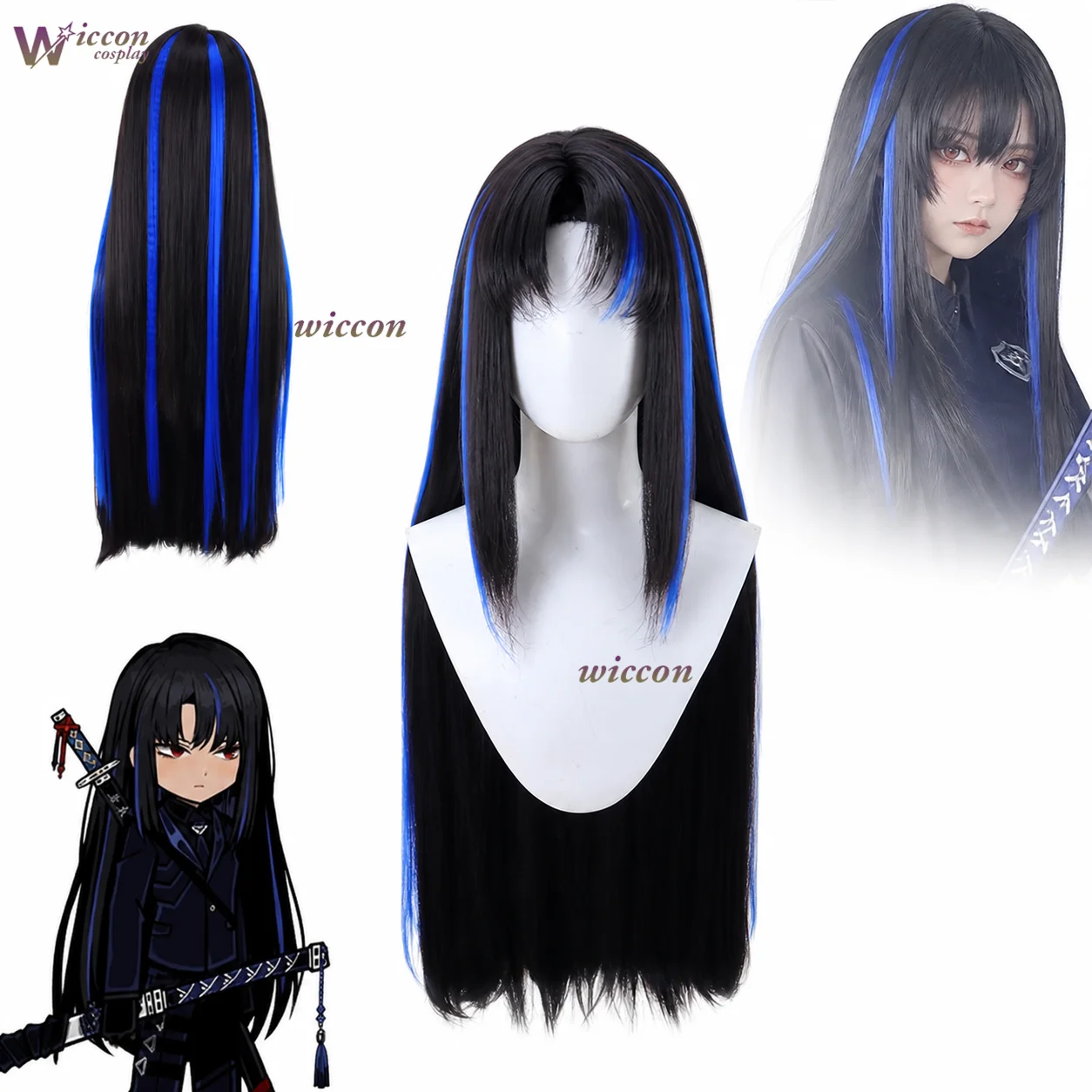 KospLAY LCB Limbus Company Ryōshū Ryoshu Cosplay Wig Hair Customized 료슈 ryo-syu Sinner Halloween Convention Blue Highlighted