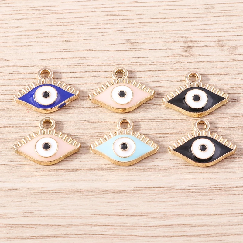 10 Stück Niedliche Emaille-Böses-Auge-Anhänger für die Herstellung von Halsketten, Ohrringen, Armbändern, DIY-Bastelarbeiten und Schmuckzubehör – Detail 6