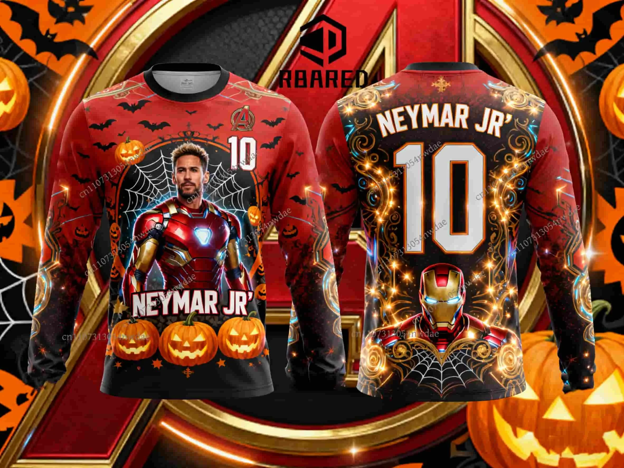 

Halloween Avenger NEYMAR No.10 3D Printed Soccer Long Sleeve T-Shirt-For Men & Women, Comfortable,Fit for Casual & Sports Wear