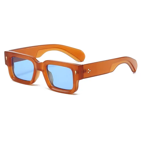 Imagen 2 del producto Gafas de sol cuadradas pequeñas con remaches Retro para mujer, gafas de sol de viaje de lujo para hombre, gafas de sol informales con diseño de marca de lujo UV400