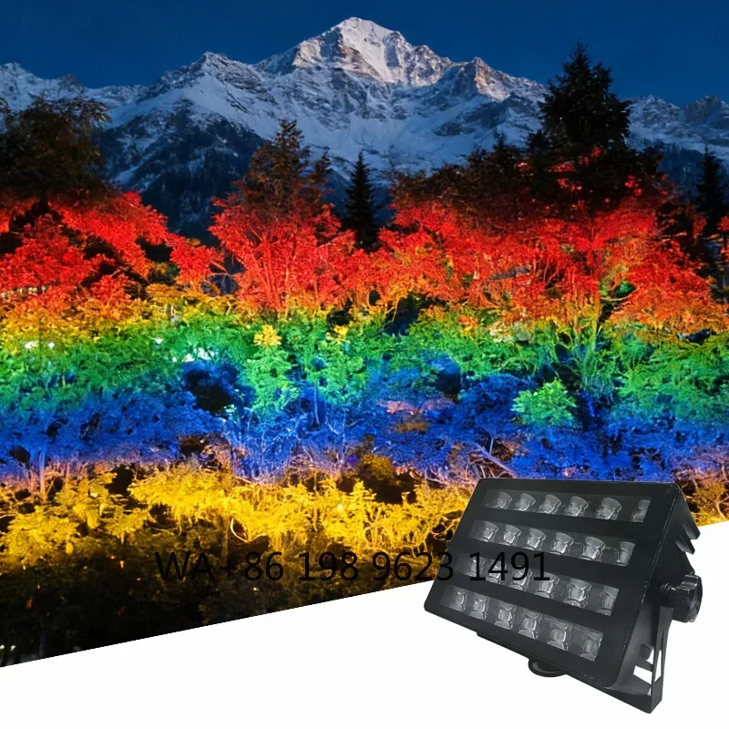 52W RGB IP65 Aluminum DMX Flood Light Rainbow Lamp for Stadium Garden Square Building Outdoor Lighting Projects