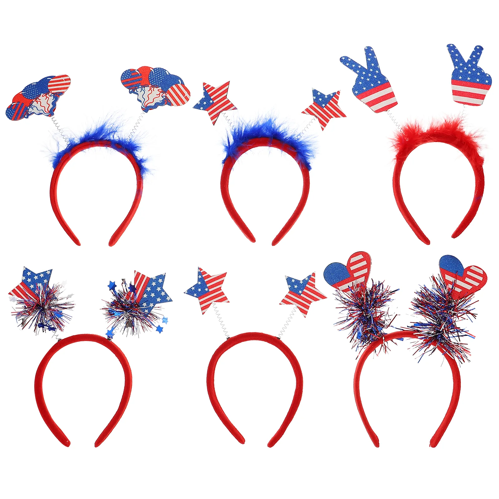 6 Pcs Independence Day Headband Hair Bands Delicate Decor Flag Carnival Women Hairband Plastic Party Miss Hoops