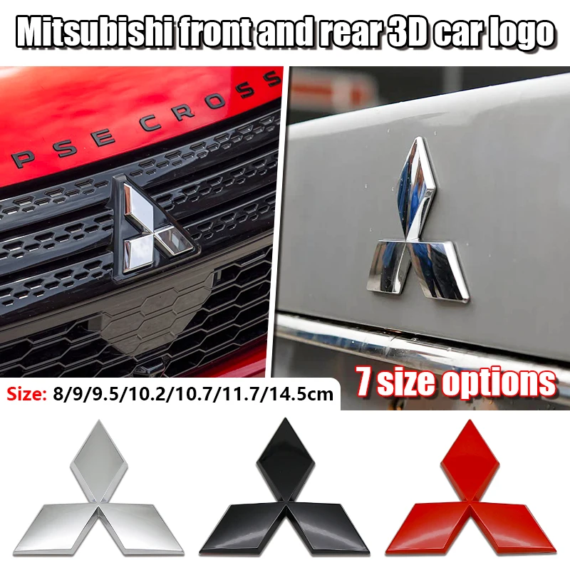 ABS Car Front Grill Emblem For Mitsubishi Outlander Ralliart Lancer Colt Delica Triton ASX Pajero EVO Rear Trunk Badge Sticker