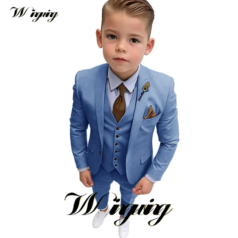 Suit for Boys Fashion Clothes Wedding Tuxedo 3-Piece Set (Jacket Pants Vest) Party Slim Fit Suit Kids