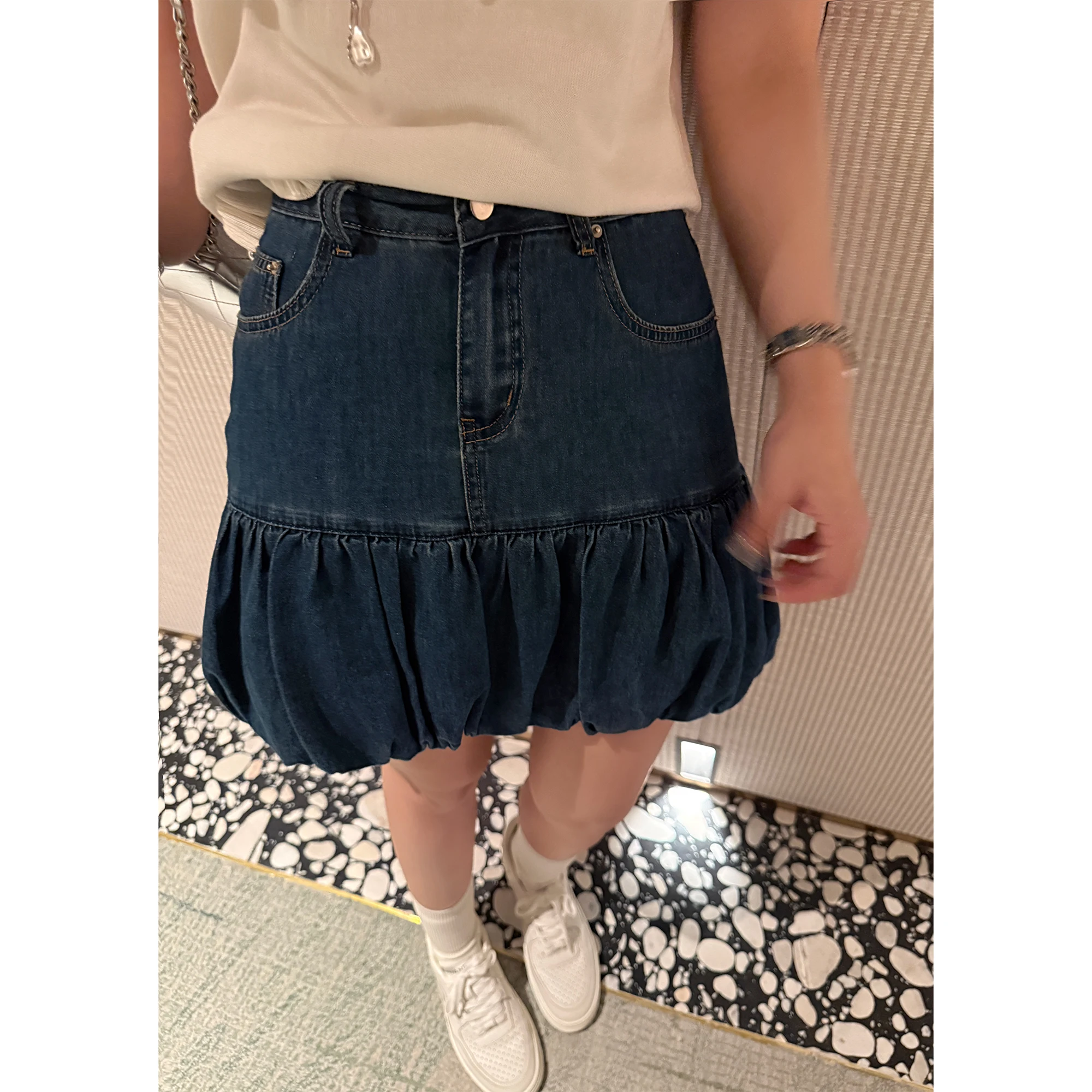 

Утягивающая джинсовая юбка с высокой талией для женщин, летняя мягкая хлопковая юбка Island Relax Sle, универсальная джинсовая юбка Bell Bot