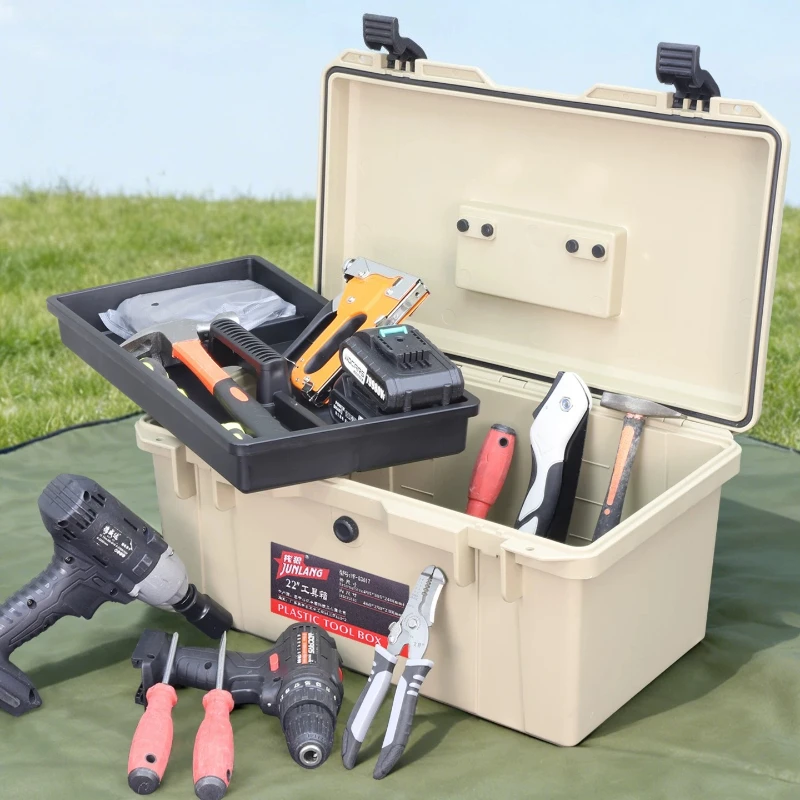 Hardware Tool Box Storage Organizer, Large Waterproof Protective Case, Portable Thickened Car Trunk Box for Repair Construction