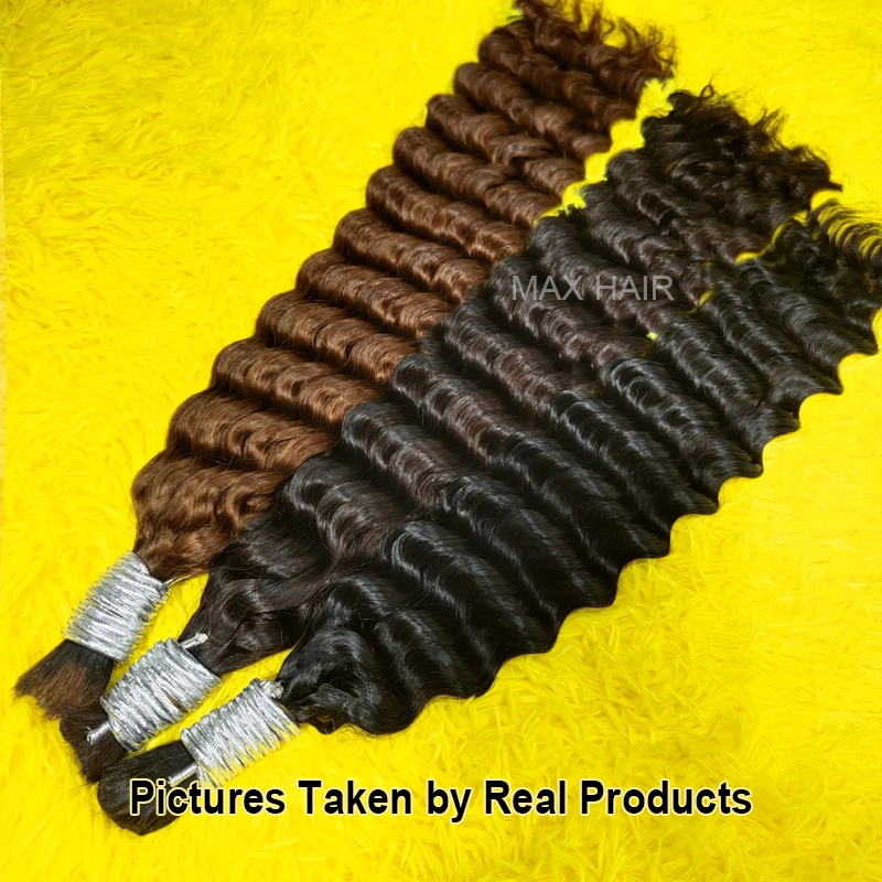 Extensions de cheveux humains bouclés pour tressage, tissage naturel, non traité, pas de vague profonde, surbrillance, en vrac