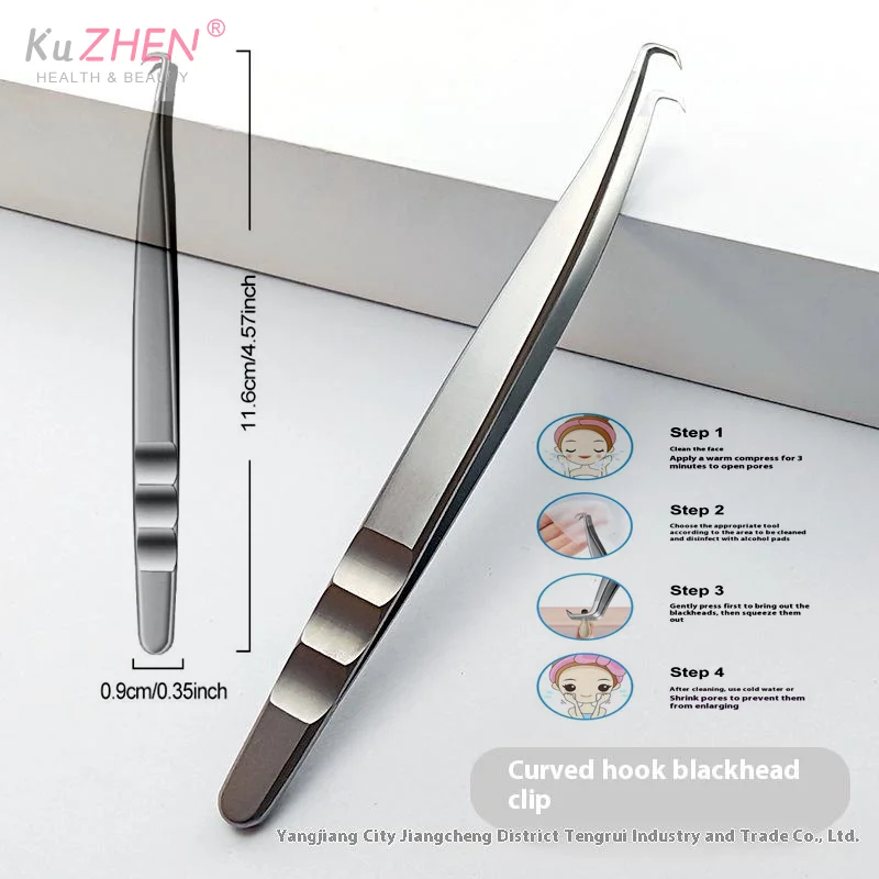 Aiguilles professionnelles Ultra-fines pour points noirs, pincettes à crochet en forme de 7, beauté du visage, outils pour enlever l'acné, pour les soins de la peau, 1 pièce