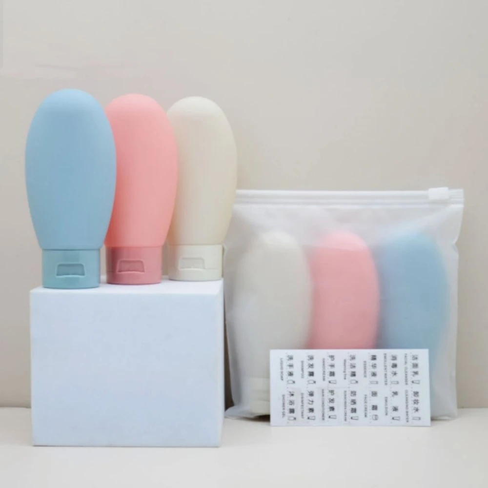 3Pcs/Set Travel Botttle 60ml Refillable Bottles Portable Soft Plastic Lotion Shampoo Container Flap Squeeze Tube Empty Bottle