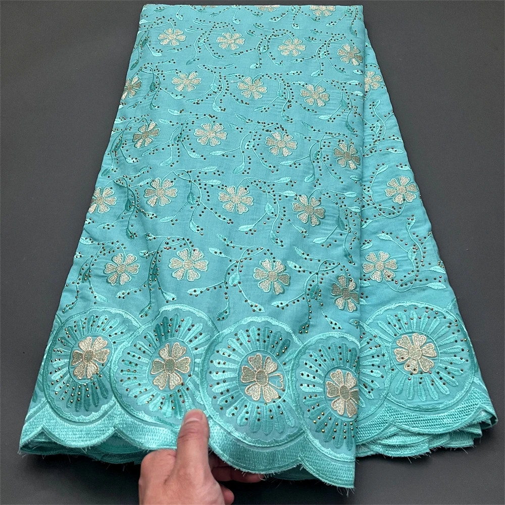 

Swiss Voile Lace Fabric with Stones 2024 High Quality African Cotton Lace Fabric for Sewing African Wedding Dresses