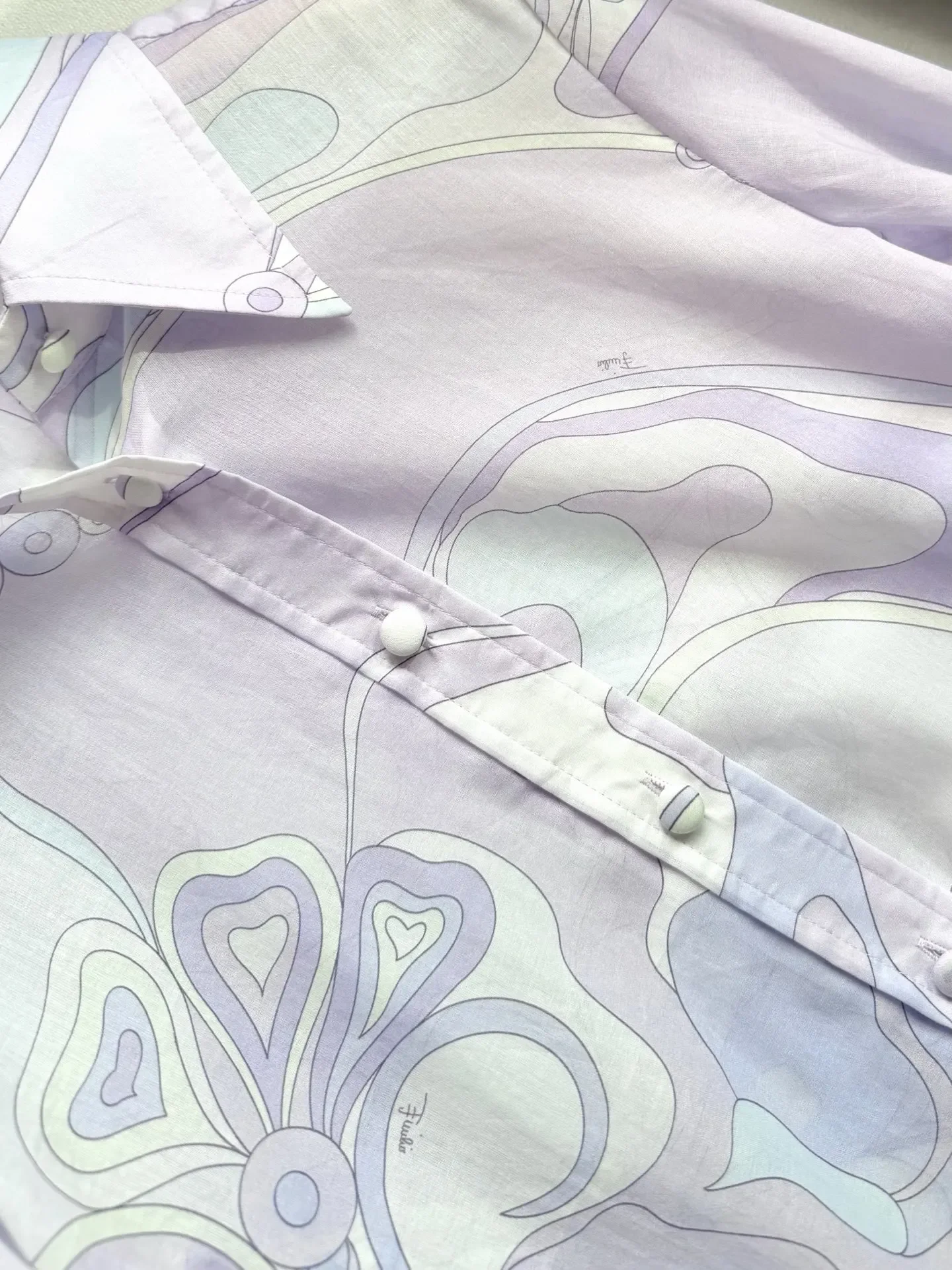 

new 100% high count cotton psychedelic vortex pattern printed purple cotton shirt