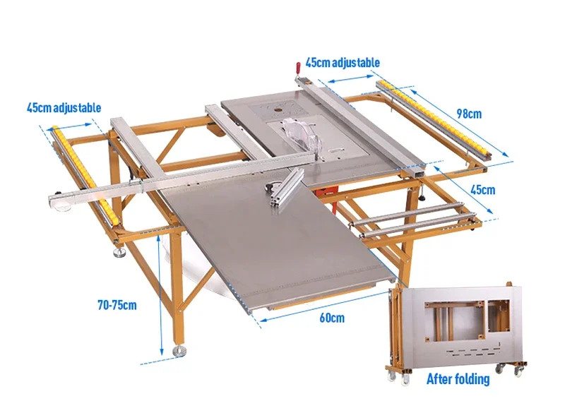 Multifunctional woodworking table saw precision portable dust-free panel saw