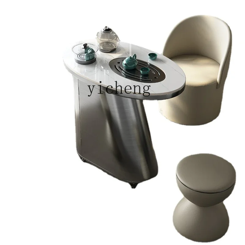 

Xl Home Balcony Stone Plate Removable Tea Table Stainless Steel Coffee Table Tea Making