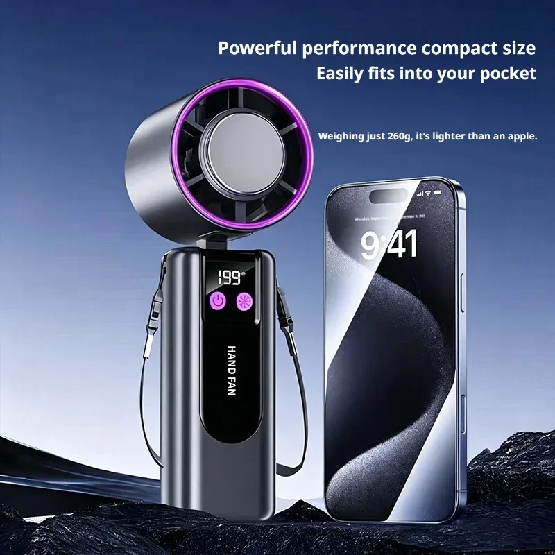 Super Speed Wind Cannon Handheld Mini Fan Portable Semiconductor Ice Compression Cooling Outdoor Mini Air Conditioner Fan