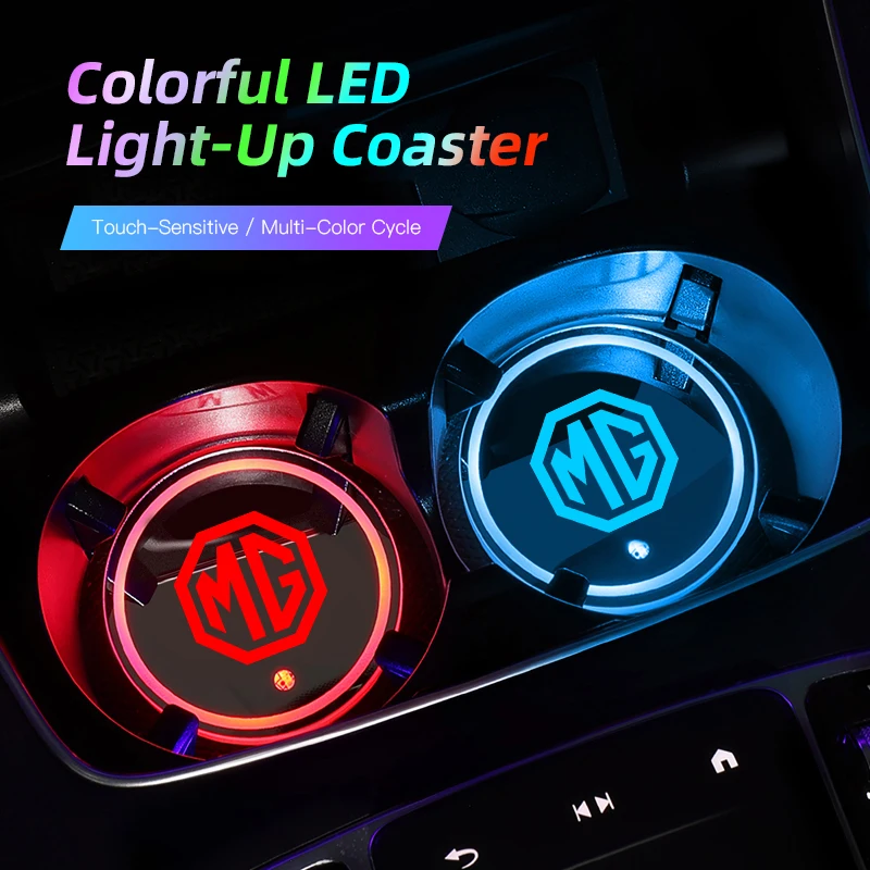 LED Auto-Getränkehalter-Licht Leuchtender Untersetzer Wasserbecher-Unterlage für Morris Garages MG MG3 MG5 MG6 MG7 GT GS Hector HS ZS ZX EZS EHS 2020