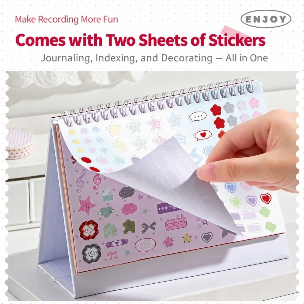 Practical Polka Dot Print Desk Calendar With Stickers Stand Up Design 2027 Calendar Wire Binding Stand Up Calendar For Students