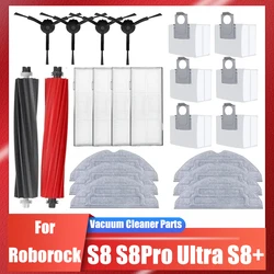 For Roborock S8 S8 Pro Ultra S8+ Robot Vacuum Spare Parts Main Side Brushes Mop Cloths HEPA Filters Dust Bags Accessories