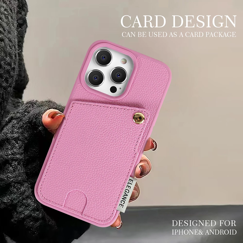 Fashion Card Bag Anti drop PU Leather Stand Phone Case Cover Suitable for Apple iPhone 15 14 13 12 Pro Max Plus