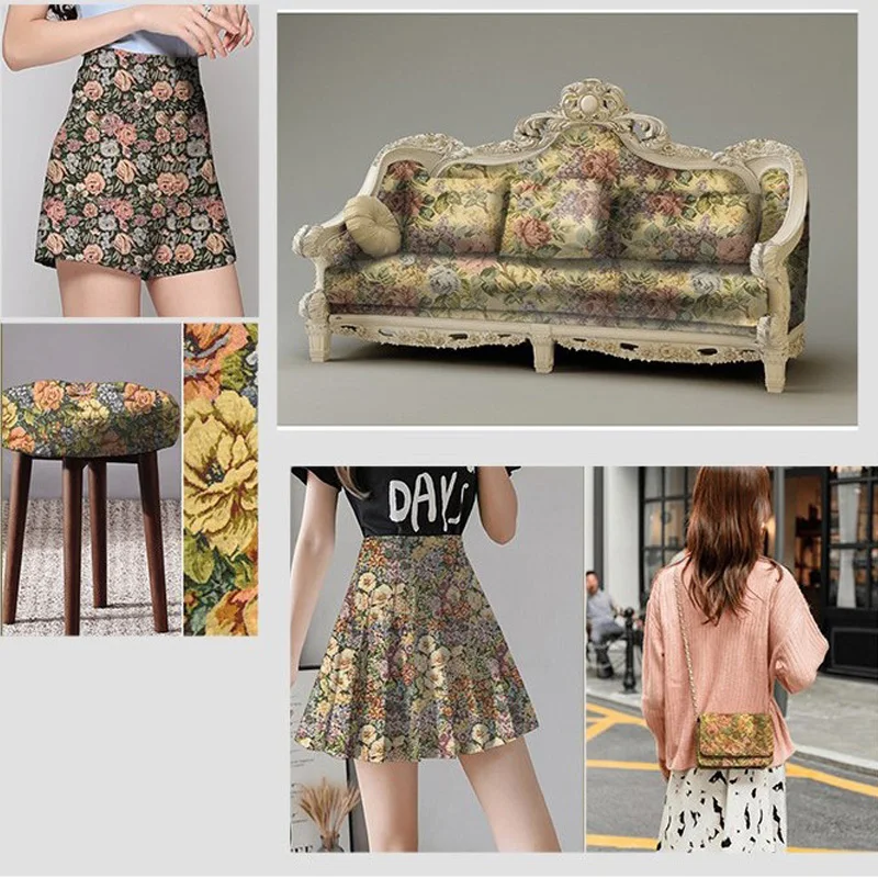High Quality Vintage Yarn-dyed Fabric DIY Sewing Skirt Luggage Sofa Pillow Fabric Home Textile National Style Jacquard Fabric