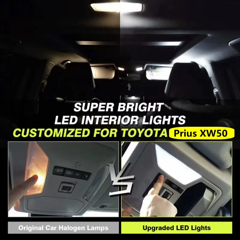 For Toyota Prius XW50 2016 2017 2018 2019 2020 Car Interior Lamps Room Update Roof lights LED 4x4 Trunk Reading Lamp Canbus Bulb