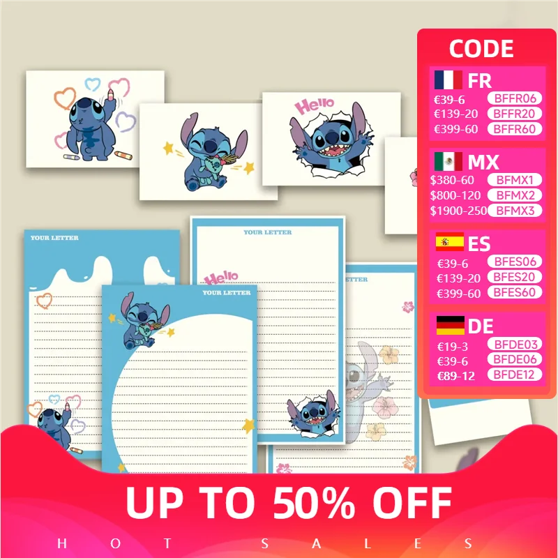 4pcs/set Disney Cute Stitch Series Cartoon set creative greeting card birthday Valentine's Day gift holiday