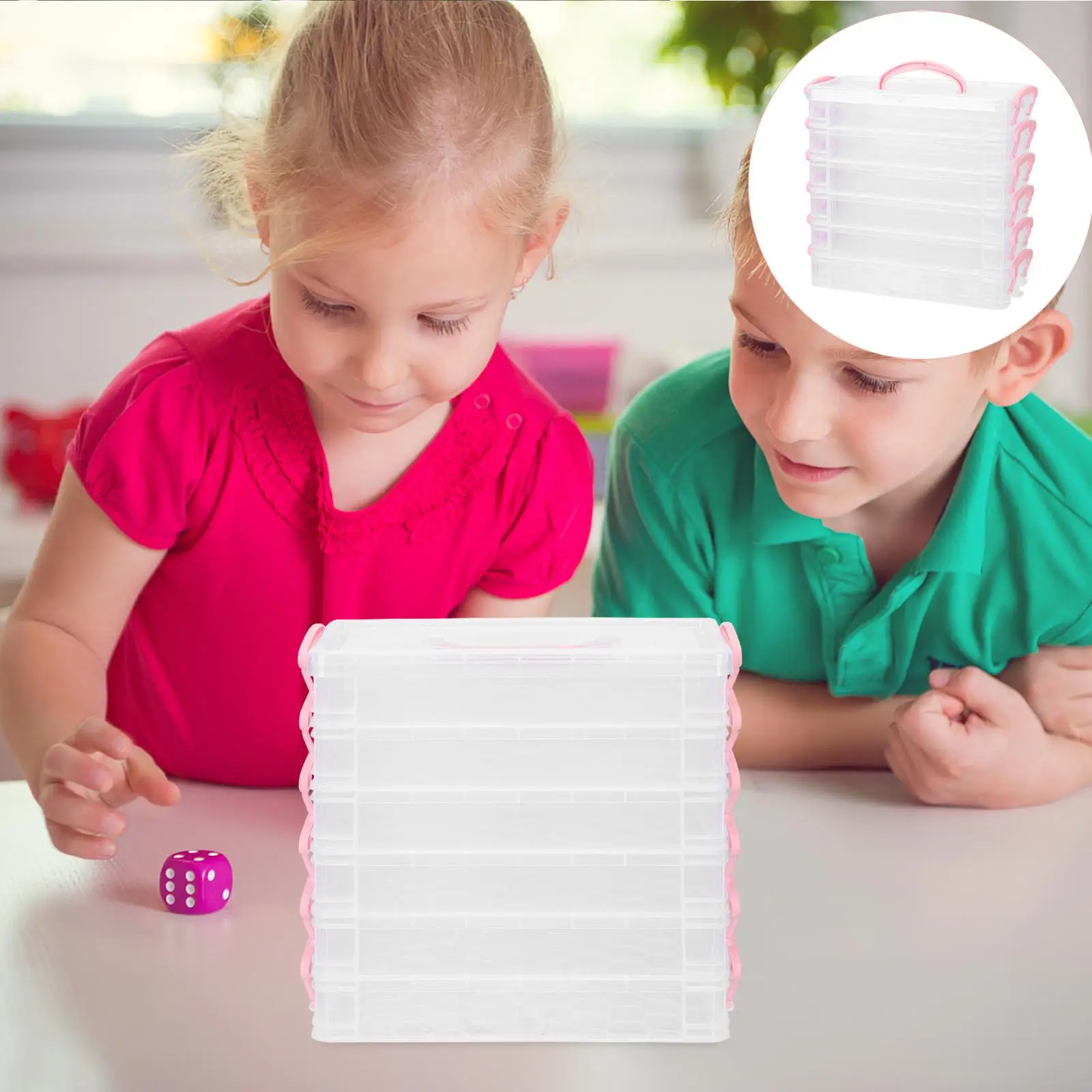 Christmas Paintbrush Storage Box Plastic Large Capacity Case Stackable Pencil Box Portable Pen Holder Kids Student Teacher