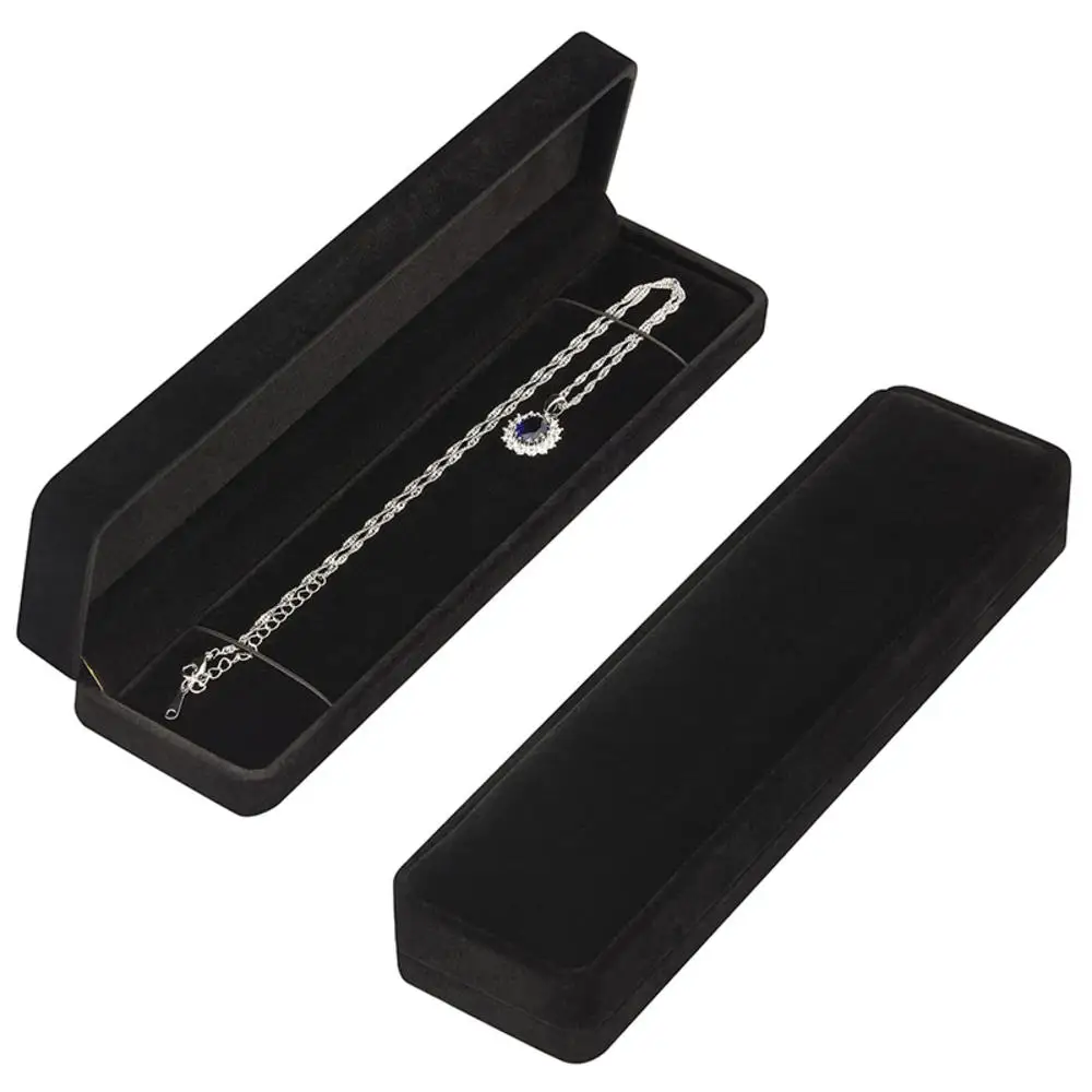 

Long Velvet Necklace Box Wedding Chain Packaging Jewelry Box Organizer Fashion Pendant Display Gift Jewelry Storage Case Quality