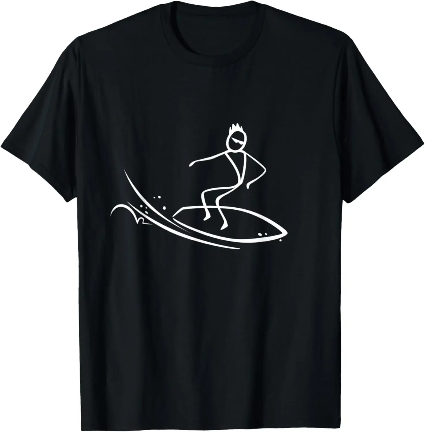 Surf Lover Surfer Birthday Gift Surfing Stick Figure Art T-Shirt Custom Printed Graphic  Funny Shirt Mens Clothing Camiseta