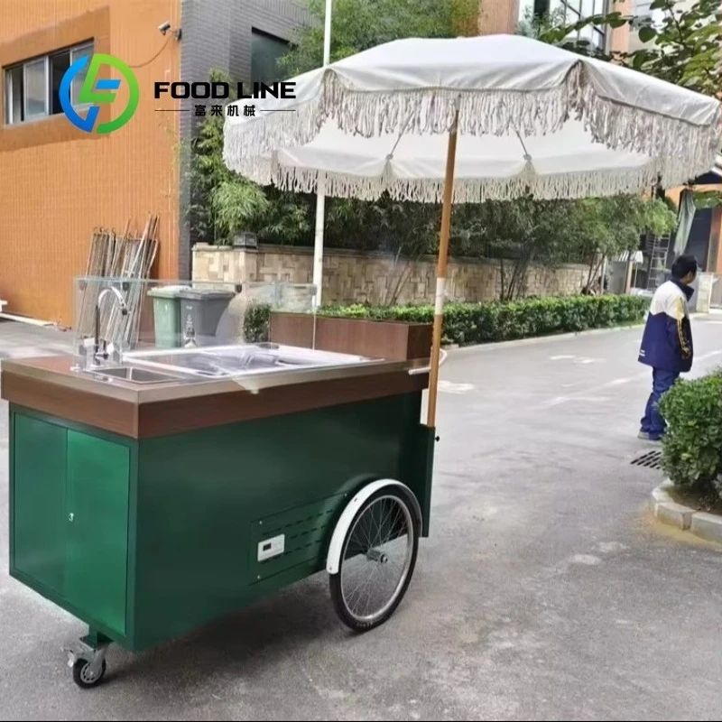 Customized Color & Equipment Customizable Hand Push Cart with Custom Stickers for Commercial Outdoor Street Fair Event Use