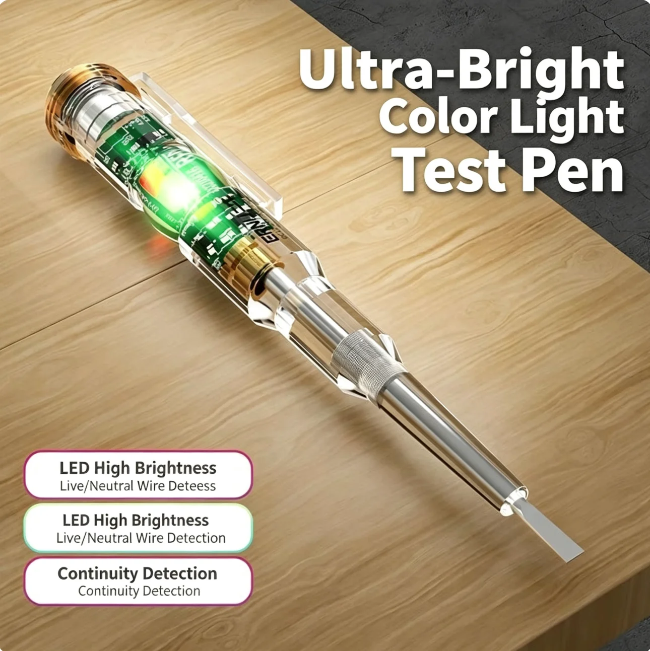 Multifunctional Electrician Test Pen High‑Bright Color LED Voltage Tester Live Wire Continuity Detection Multi‑Purpose Circuit I