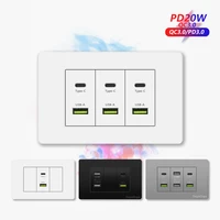 Enchufe de pared con puerto USB tipo C, carga inteligente superrápida de 20W, estándar de Corea y Chile, 118x73mm