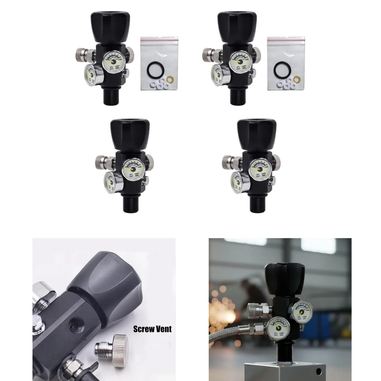 high-pressure-gas-cylinder-valve-integrated-fast-fill-adapter-lightweight-aluminum-alloy-accessories-replacement-with-dual-gauge