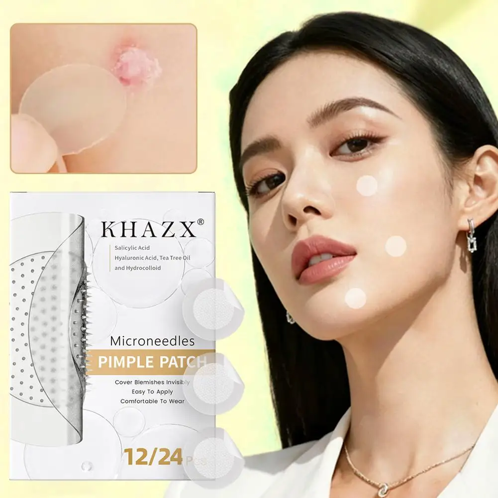 12/24Pcs Micro Needle Pimple Patch For Fade And Repair Acne Hydrocolloid Micropoint Pimple Patch For Acne Pimples Overnight 2026
