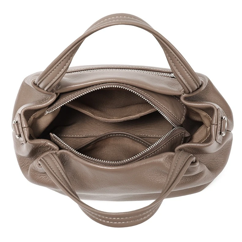 Minimalist Slouchy Shoulder Bag for Women Elegant Everyday Top Grain Leather Convertible Crossbody Strap Large Capacity Interior