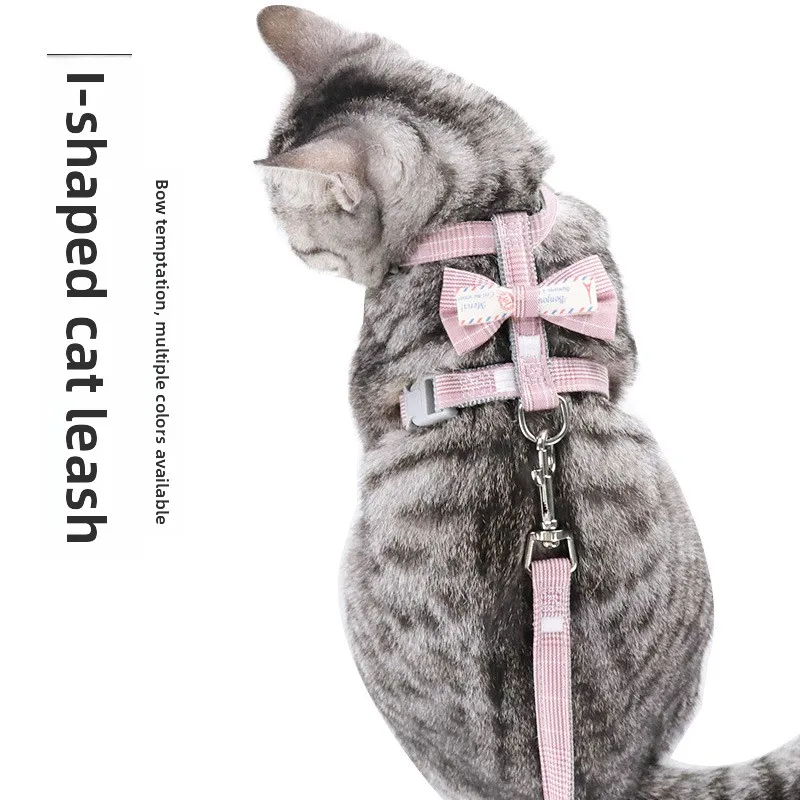 

Hot-selling New Bow Cat Leash Anti-break-free Adjustable Chest and Back Type Cat Walking Rope Pet Products