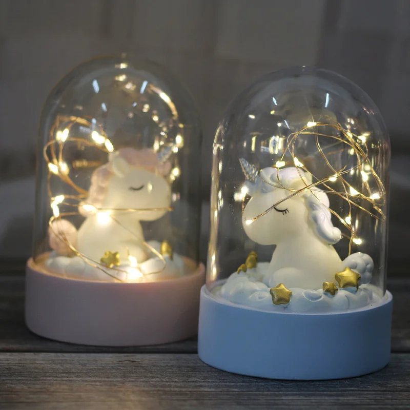 Luz Led de noche con diseño de unicornio para niños, Lámpara decorativa con diseño creativo de dibujos animados, ideal para regalo de Navidad y Año Nuevo