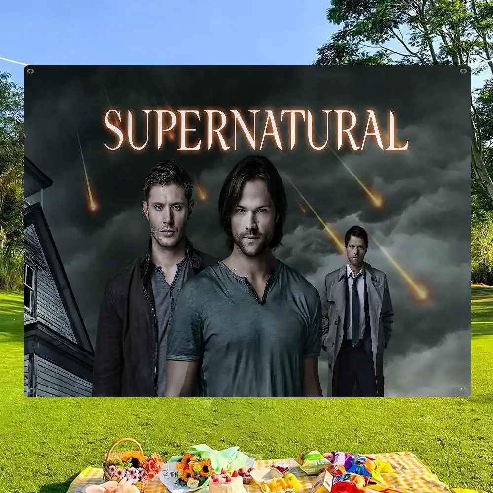 Classic TV Series S-Supernatural Creative Pattern Hanging Flag Polyester Printed Banner Hand Pulled Flag