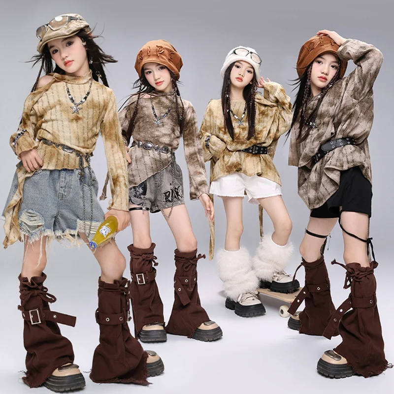 2024 Meisjes Jazzdans Kleding Mode Hip Hop Prestaties Kostuum Mode Tops Kids Catwalk Street Wear K-pop Outfits BL14174