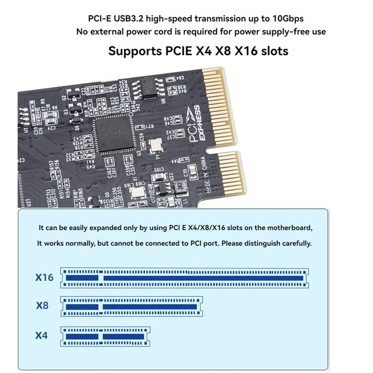 Новая карта расширения PCIE USB3.2 GEN2 10 Гбит/с PCI Express X4 на 4 порта TYPE A + 4-портовый адаптер TYPE C USB-концентратор для настольного ПК