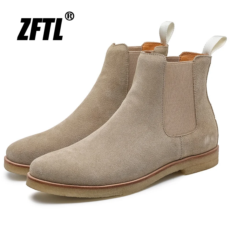 ZFTL Men\'s Chelsea Boots Man High Quality Smoked Rubber Sole Suede Ankle Boots luxury Boots Men\'s Basic Boots Man Chelsea Boot