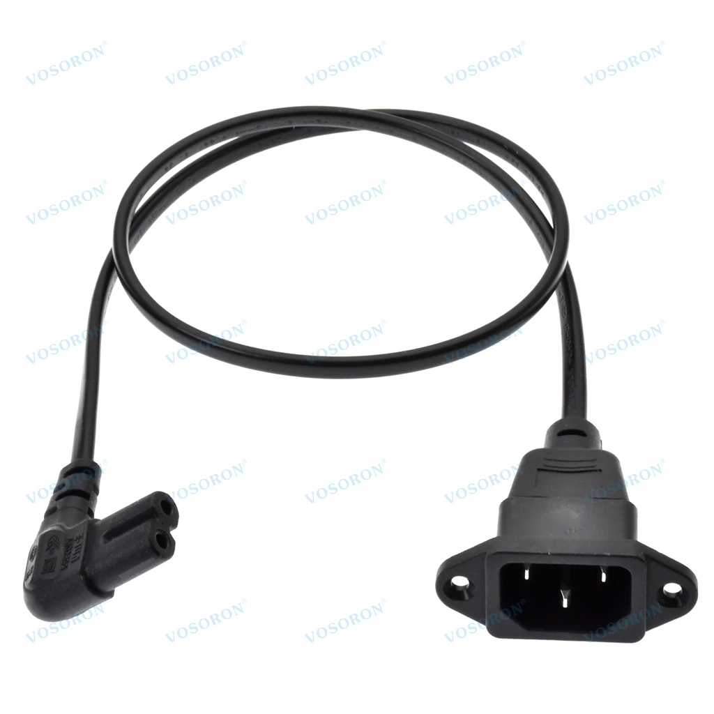 IEC 320 C14 with screw holes to C7 Right Angled  AC Adapter Cable,IEC 3Pole Male to 2Pole Female Figure 8  Power Cord