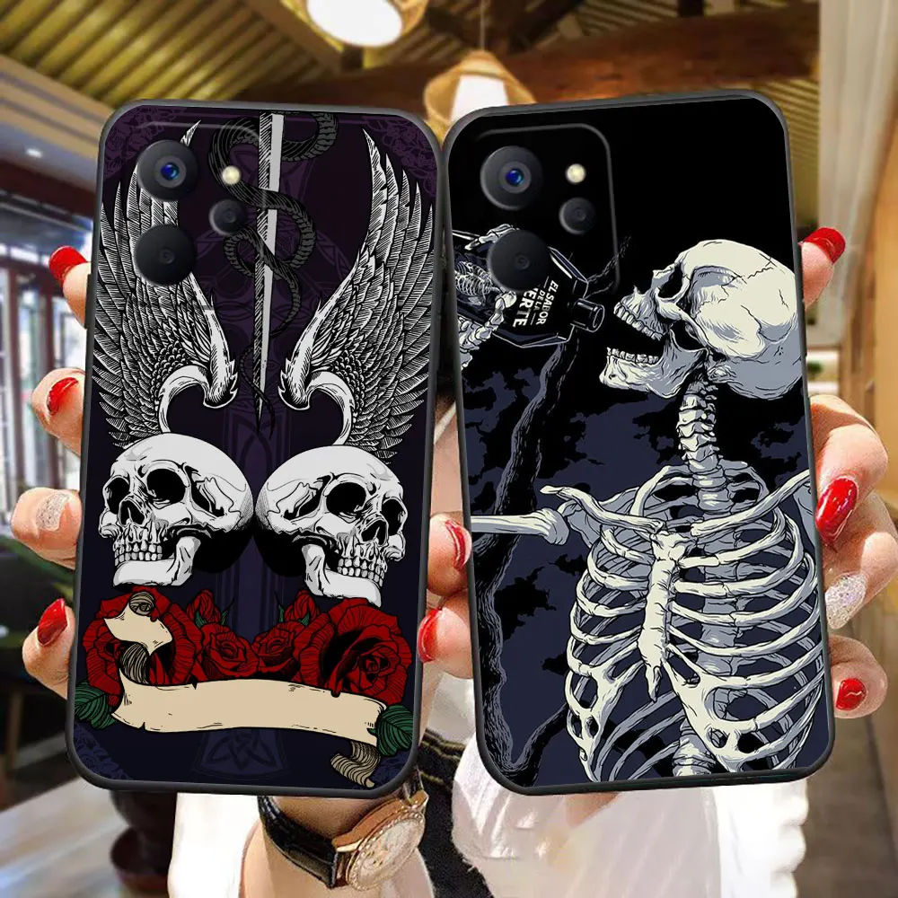 Scary Fashion Gothic skull Phone Case For OPPO Realme X50 XT X 11 10 9 9I 8 8I 7 6 Pro Plus 5G Case Funda Coque Shell Capa Cover