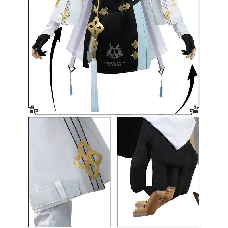 Wuthering Waves Baizhi أزياء تنكرية شعر مستعار أنيمي لعبة WuWa ملابس حفلات الهالوين للنساء 6؛ d'3، h'7.b؛